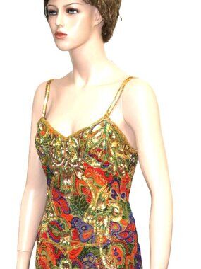 JASDEE Vintage Dress Hand Work Bead & Sequins On Silk Style 5034L